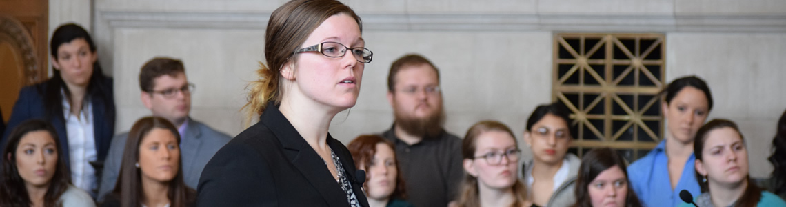 Jana Kenney '18 at the Prize Arguments