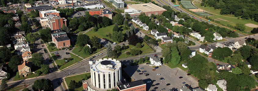 Aerial View of the University of Maine School of Law and the Muskie School of Public Service